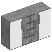 Комод Лео-2 2-ств. с 4 ящиками (Айрон рок/Софт айс)