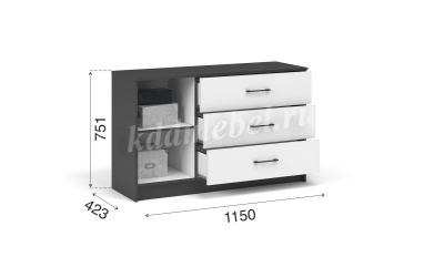 Комод 1д.3 ящ. Чикаго (Антрацит/Белый)