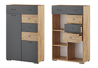 Комод Дублин (Дуб крафт золотой/Графит серый)