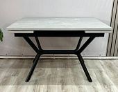 Стол обеденный раздвижной Мистик К (Черный/ЛДСП Бетонный камень)