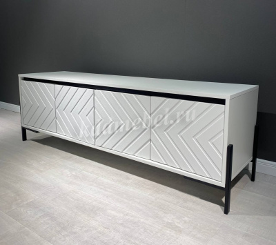 Тумба ТВ Аллиум-3 (Белый/Лофт белый/Металл Черный)