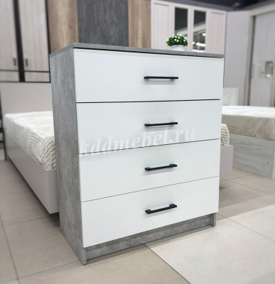 Комод Чикаго 4ящ (Ателье светлый/Белый)