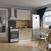 Кухня Кампео Лайт 1,0 (Сантьяго софт/Кофе софт/Столешница Дуб вотан)