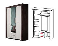 Шкаф Квадро-2 3-х створчатый (Анкор темный/Анкор белый)