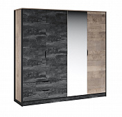 Шкаф 4-х дверный Стокгольм (Дуб гранж песочный/Железный камень)