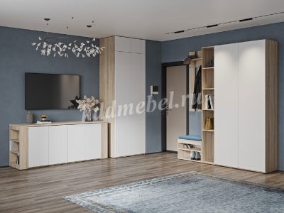 Стол-комод Правый (Дуб сонома светлый/Белый)