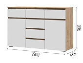 Комод Хелен 6 ящиков КМ 05 (Крафт золотой/Белый)