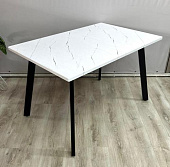 Стол обеденный раздвижной Орегон К (Черный/МДФ Мрамор белый)