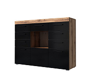 Комод Бастон (Дуб делано/Черный глянец)