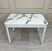 Стол обеденный раздвижной Лидер (Мрамор белый/Опоры белые)