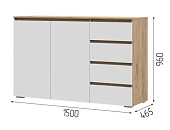 Комод Хелен 4 ящиков КМ 06 (Крафт золотой/Белый)