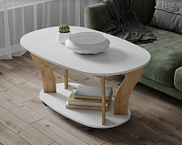 Стол журнальный Консул-3 (Дуб крафт золотой/Белый древесные поры)