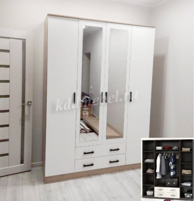 Шкаф распашной Нарцисс-3 (Дуб сонома/Белый) 